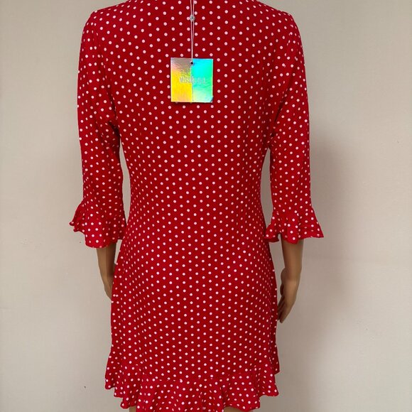 MISSGUIDED Red & White Polka Dot Dress NWT Size 12 - Picture 6 of 9